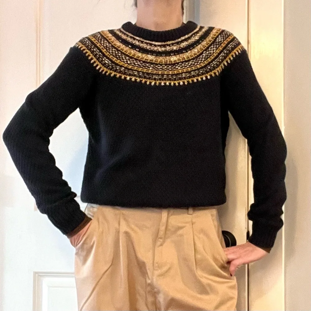 The Reeds x J. Crew Navy Cotton Blend Fair Isle Style Sweater. Size S. - Picture 6 of 6
